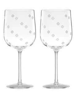 Deals 🥰 Kate spade new york Spade Clover Set of 2 Wine Glass ⭐