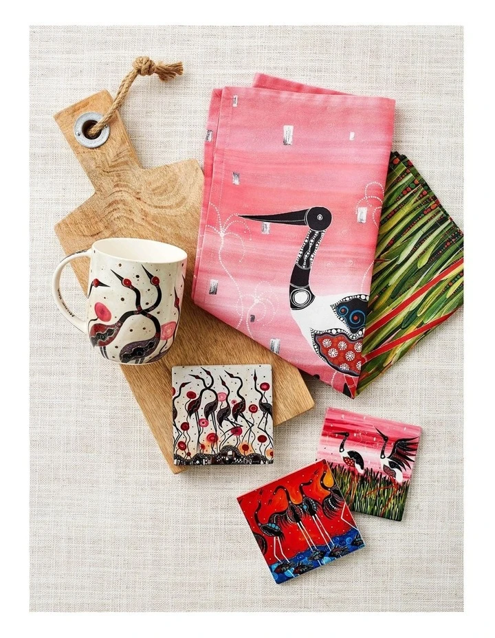 Promo ๐ Maxwell & Williams Melanie Hava Jugaig-Bana-Wabu Ceramic 10cm Brolgas Square Coaster ๐ 2 Promo ๐ Maxwell & Williams Melanie Hava Jugaig-Bana-Wabu Ceramic 10cm Brolgas Square Coaster ๐ - Image 2