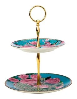 Cheap ✨ Maxwell & Williams Teas & C's Silk Road 2-Tier Gift Boxed Cake Stand Aqua ❤️