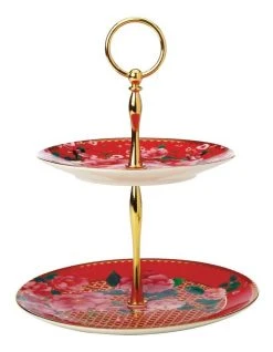 Buy ⭐ Maxwell & Williams Teas & C's Silk Road 2-Tier Gift Boxed Cake Stand Red 🎁