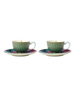 Discount 👍 Maxwell & Williams Teas & C's Silk Road 85ml 2pc Gift Boxed Demi Cup & Saucer Set Aqua ✔️