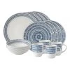 Buy 😍 Royal Doulton Ellen DeGeneres Chevron 16pc Dining Set Dark Blue ✔️