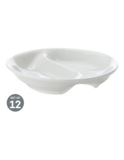 Discount ⌛ Maxwell & Williams White Basics Round Divided Sauce 10cm Set of 12 🥰