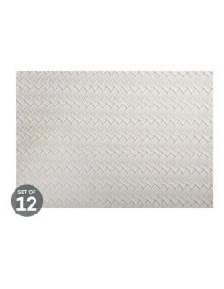 Budget ✨ Maxwell & Williams Table Accents Leather Look Placemat 43x30cm Ivory Plait Set of 12 ✔️