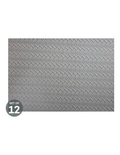 Deals ✨ Maxwell & Williams Table Accents Leather Look Placemat 43x30cm Grey Plait Set of 12 🎉