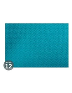Buy 🎉 Maxwell & Williams Table Accents Leather Look Placemat 43x30cm Teal Plait Set of 12 🎁