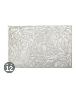 Promo 😀 Maxwell & Williams Table Accents Cut-Out Placemat 45x30cm Leaf Silver Set of 12 🎉