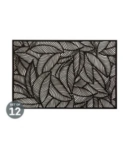 New 😍 Maxwell & Williams Table Accents Cut-Out Placemat 45x30cm Leaf Black Set of 12 🔥