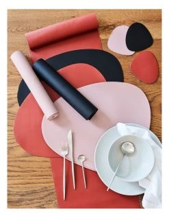 Discount 🌟 Vue Leather Look Table Runner - Brick 🧨 -Savor Home Store 802025110 2 1 720x928