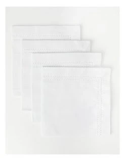 Brand new ⌛ Heritage Elizabeth Hemstitch Napkin Set of 4 white 🎁