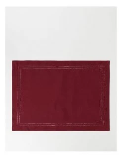 Discount 👍 Heritage Elizabeth Hemstitch Placemat in Berry ❤️