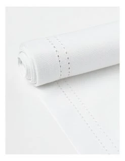 Discount 🛒 Heritage Elizabeth Hemstitch Table Runner in White ⌛ -Savor Home Store 802174150 3 720x928