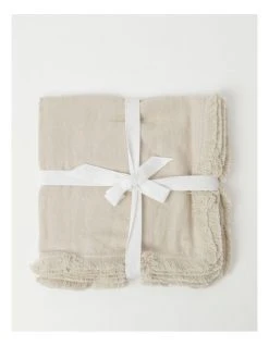 Promo 🎉 Australian House & Garden Fringed Linen Napkin Set of 4 Natural 😀
