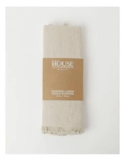 Hot Sale ✔️ Australian House & Garden Fringed Linen Table Runner Natural 🤩