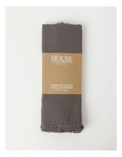 Brand new 🔥 Australian House & Garden Fringed Linen Table Runner 45x180cm Dark Stone 👍 -Savor Home Store 804350440 4 720x928