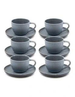 New ✨ Salt&Pepper HITCH Tea Cup and Saucer Set - 220ml/15cm - Set of 6 🤩