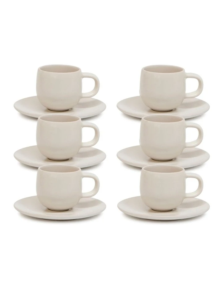 Budget ✨ Salt&Pepper HUE Espresso Cup and Saucer Set - 85ml/12cm - Stone - Set of 6 ❤️ 1 Budget ✨ Salt&Pepper HUE Espresso Cup and Saucer Set - 85ml/12cm - Stone - Set of 6 ❤️