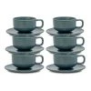 Promo 🤩 Salt&Pepper Hue Tea Cup & Saucer - 200ml - Sage - Set of 6 👏
