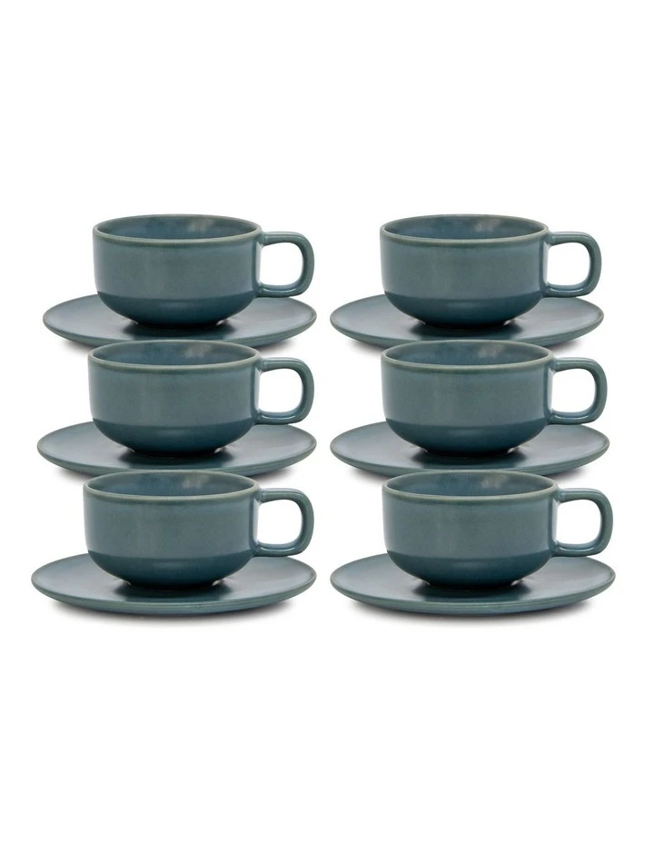 Promo 🤩 Salt&Pepper Hue Tea Cup & Saucer - 200ml - Sage - Set of 6 👏 1 Promo 🤩 Salt&Pepper Hue Tea Cup & Saucer - 200ml - Sage - Set of 6 👏