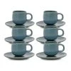 Outlet 🤩 Salt&Pepper Hue Espresso Cup & Saucer - 85ml - Sage - Set of 6 🎁