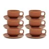 Budget 🌟 Salt&Pepper Hue Tea Cup & Saucer - 200ml - Rust - Set of 6 🎁