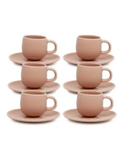 Cheap 🥰 Salt&Pepper Hue Espresso Cup & Saucer - 85ml - Blush - Set of 6 🌟