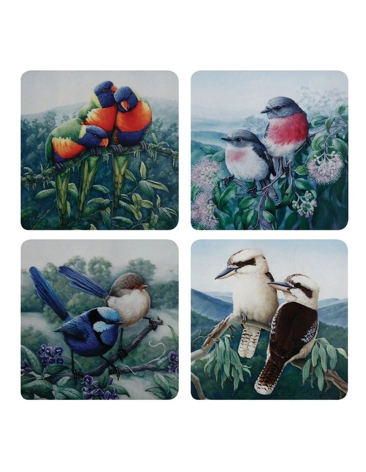 Promo ❤️ Maxwell & Williams Birds of Australia KC 10 Year Anniversary 10.5cm Set of 4 Gift Boxed Cork Back Coaster 🧨 1 Promo ❤️ Maxwell & Williams Birds of Australia KC 10 Year Anniversary 10.5cm Set of 4 Gift Boxed Cork Back Coaster 🧨