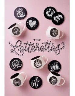 Budget 🎉 Maxwell & Williams The Letterettes Ceramic 10.5cm & Gift Boxed Round Coaster Black ⌛ -Savor Home Store 814051180 2 720x928