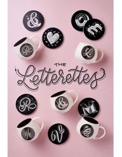 Flash Sale ✔️ Maxwell & Williams The Letterettes Ceramic 10.5cm D Gift Boxed Round Coaster Black 🤩 -Savor Home Store 814051540 2 720x928