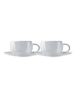 Best Sale ❤️ Maxwell & Williams Blend Double Wall 80ml 2pc Gift Boxed Cup & Saucer Set 🛒