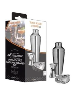 Brand new 🎁 Uber Bar Tools Shake Measure & Strain Pack Chrome ✔️