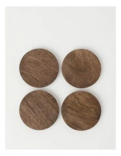 New 🎉 Heritage Walnut Look Coaster Set of 4 - 10cm ✨