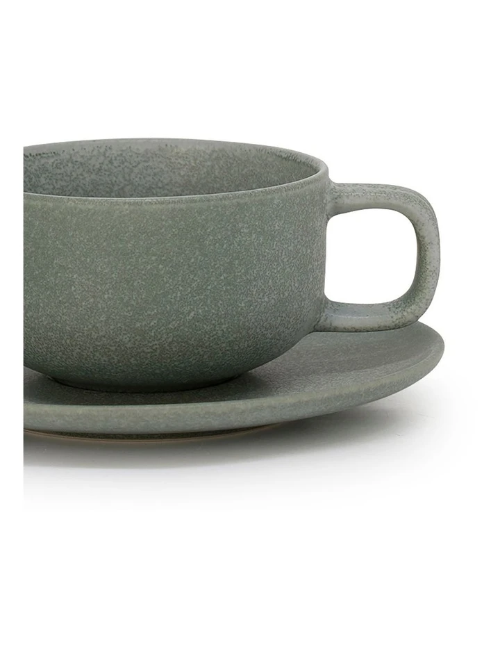 New ❤️ Salt&Pepper Hue Tea Cup & Saucer - 200ml - Leaf ❤️ 2 New ❤️ Salt&Pepper Hue Tea Cup & Saucer - 200ml - Leaf ❤️ - Image 2