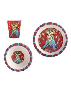 Coupon ✨ Maxwell & Williams Donna Sharam Rainbow Jungle Children's Bamboo Tiggy & Tiny 3pc Dinner Set Gift Boxed 🤩
