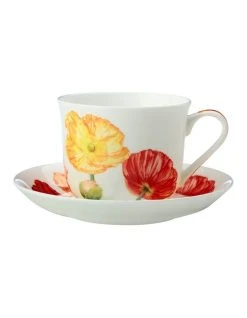 Coupon 🤩 Maxwell & Williams Katherine Castle Floriade Breakfast Cup & Saucer 480ML Poppy Gift Boxed ⭐