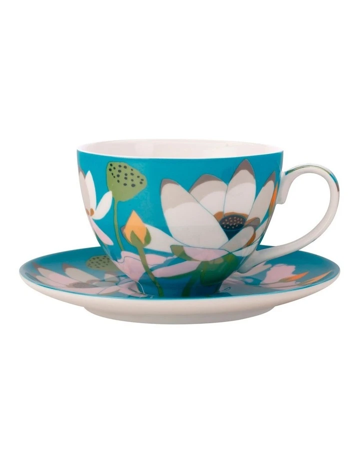 Best deal ✨ Maxwell & Williams Royal Botanic Gardens Lotus Cup & Saucer 240ML Aqua Gift Boxed ✔️ 1 Best deal ✨ Maxwell & Williams Royal Botanic Gardens Lotus Cup & Saucer 240ML Aqua Gift Boxed ✔️