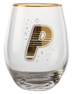 Discount 😀 Maxwell & Williams The Letterettes Stemless Glass 500ML "P" Boxed 🔥