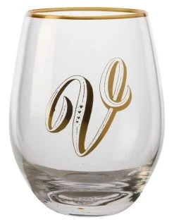 Cheapest ✨ Maxwell & Williams The Letterettes Stemless Glass 500ML "V" Boxed ✨