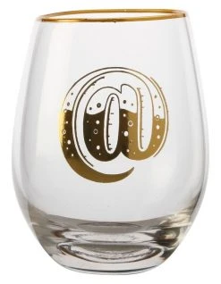 Promo ⭐ Maxwell & Williams The Letterettes Stemless Glass 500ML "@" Boxed 😀
