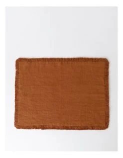 Brand new 🧨 Australian House & Garden Fringed Linen Placemat Set of 4 Earth 🧨