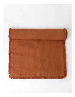 Coupon 🛒 Australian House & Garden Fringed Linen Table Runner Earth ✨
