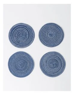 Coupon 👍 Vue Denim Look Marle Coaster 4pk in Blue 🌟