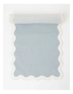 New 💯 Heritage Florence Scalloped Edge Table Runner in Duck Egg Blue 👏