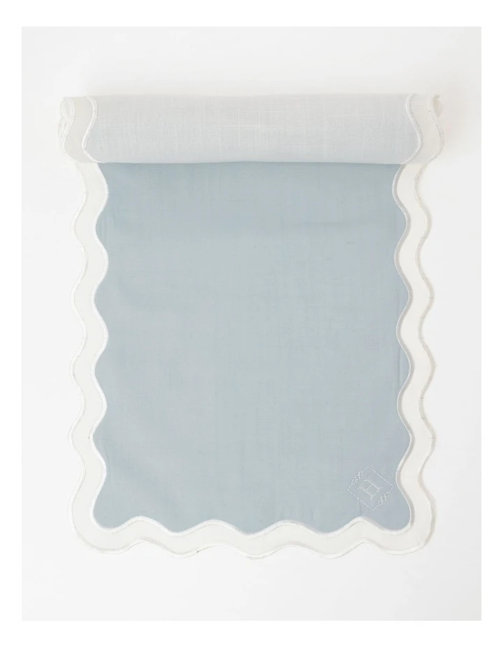New 💯 Heritage Florence Scalloped Edge Table Runner in Duck Egg Blue 👏 1 New 💯 Heritage Florence Scalloped Edge Table Runner in Duck Egg Blue 👏