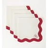 Buy ⌛ Heritage Florence Scalloped Edge Napkins Set of 4 in Red and White 🔔